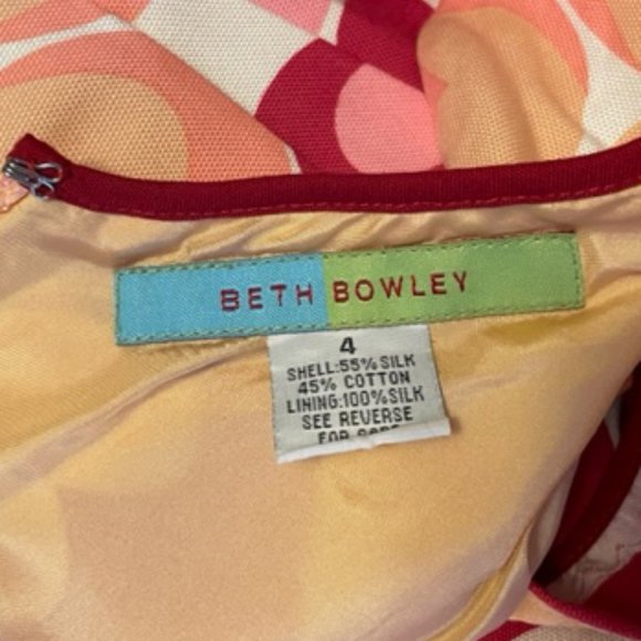 Anthropologie Beth Bowley Size 4 Pink Silk Blend Geometric Floral Print Dress - Picture 5 of 5